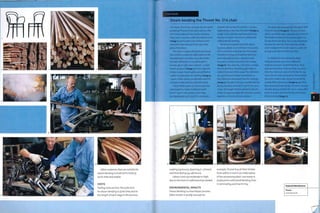 Other materials that are suitable for
steam bending include birch, hickory,
1 arch, i roko an d popl ar.
COSTS
Tooling costs are low.The cycle time
for steam bending is quite slow, due to
the length of each stage in the process:
Case Study
Steam bending the Thonet No. 2H chair
The classic Thonet No, 214 chair was designed
by Michael Thonet in the 1850s and was the
first mass produced chair by the company.
There were 2 versions, with and without arms
(image 1), and to date more of these chairs
have been manufactured than any other
piece of furniture.
The chair is made with beech purchased
from within a 113 km (70 mile) radius of the
manufacturer's premises. Once the timber
has been delivered, it is air dried until it
reaches about 25% water content - a state
known as 'green' (image 2). In this state the
timber is sawn Into lengths and profiled on
a lathe in preparation for bending (image 3)
- green timber being considerably easier to
cut than timber that has been kiln dried.
The profiled square or circular parts are
submerged in a bath of softened water
at 6o0C (i4o0F)for 24 hours. Then they
are steamed at 1040C (2ig0F) in a pressure
chamber (at 0.6 bars/8.7 Ps') for 1~3 hours
(depending on the size of timber) (images 4
and 5). Such athermo-mechanical process
ensures the lignin structure is plasticized
sufficiently for bending.
Wood will compress when the lignin
becomes plastic, but it will tear very quickly
if it is stretched more than 1% of its length.
Therefore, the legs and backrest parts are
each manually bent by 2 operators and
secured in a tensioning strip with clamps
(image 6). This strip has 2 functions: it stops
the outside fibres stretching and helps to
control the twist of the wood. The craftsmen
are synchronized in their movements as
they clamp the bentwood into the metal jig
(image 7).The part in its jig is loaded into the
drying chamber, set to 8o0C (i750F), for up to
2 days. The length of time needed to dry the
timber to approximately 8% moisture content
depends on the size of cross-section.
The parts are removed from the jig so that
it can be reused (image 8). The pencil mark,
which can still be seen, indicates the centre of
the length of wood and is used to align it on
the jig during bending. This is very important
because the part has been tapered already
and misalignment would make it a write-off
during assembly into the final chair.
In addition to the manual bending
illustrated above, there are 2 different
methods of power assisted bending: circle
and open bending. Circle bending is used to
form the chair seat and arms for the No. 214
chair. Like the manual bending, the wood for
the arms is held under tension to avoid the
outside fibres stretching (images 9-11). Once
bent and locked into the jig, the part is moved
into the drying chamber for up to 2 days, after
which it is removed from the jig and retains
its bent shape (image 12).
Featured Manufacturer
Thonet
www.thonet.de
soaking (24 hours), steaming (1-3 hours)
and final drying (24-48 hours).
Labour costs are moderate to high,
due to the level of craftsmanship needed.
ENVIRONMENTAL IMPACTS
Steam bending is alow impact process.
Often timber is locally sourced: for
example,Thonet buy all their timber
from within a 113 km (70 mile) radius
of the processing plant. Less waste is
produced in solid wood bending than
in laminating and machining.
 