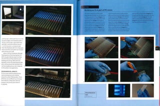 3 mm (0.079-0.118 in.) per hour in o.i mm
(0.004 m) layers; SLA machines build 1.2
mm to 12 mm (0.047-0.47 in.) per hour;
and DMLS machines build at a rate of
2-12 mm3 (0.00012-0.00073 in*3) Per
hour. One drawback with SLS is that parts
| have to be left to cool, which can increase
cycle time by up to 50%.
Labour costs are moderate, although
they depend on finishing required. SLS
parts are generally less expensive than
SLA ones because they needless post-
building processing. DMLS parts are
typically cut from the steel plate by EDM
wire cutting and are then polished. This
can be a 1 en gthy process, but it depen ds 4
on the product and application.
ENVIRONMENTAL IMPACTS
All the scrap material created during
rapid prototyping can be recycled,
except the carbon filled powders.These
processes are an efficient use of energy
and material, as they direct thermal
energy to the precise point where it
is required.
5
Case Study
Building an SLA part of PE mimic
The rapid prototyping machine works
automatically, overnight. The CAD data from
a .stl file guides the UV laser (image ij.The
SLA parts appear as ghost-like forms in the
clear epoxy resin (image 2). Each pass of
the laser fuses another 0.05 mm to 0.1 mm
(0.002-0.004 in.) to the preceding layer by
constructing the 'skin' (image 3) and then
filling in the'core'material (image 4).The
build platform moves down 1 step, and the
paddle sweeps across the top of the build
tank to break the viscous surface tension
and ensure that the correct depth of layer is
in place to be fused (image 5). The finished
parts are left to drain and then removed
from the build tank along with any uncured
epoxy resin residue (image 6). The parts are
separated from the build platform (image
7) and the support structure that separated
them is carefully detached (image 8). An
alcohol-based chemical (isopropinol alcohol)
is used to clean off the uncured resin liquid
and any other contamination (image 9) and
the parts are then fully cured under intensive
UV light for 1 minute (image 10). The build
strata are Just visible in the finished part
(image 11) and can be removed with abrasive
blasting,polishing or painting.
'V
f ¦
IP
V'
Featured Manufacturer
CRDM
www.crdm.co.uk
 