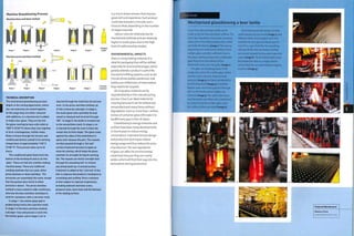 Machine Glassblowing Process
Machine blow and blow method
Stage 1 Stage 2
T
Stage 3 Stage U Stage 5
Finished
Stage 6 bottle
Machine press and blow method
| Gob
Stage 1 Stage 2 Stage 3 Stage 5
Finished
Stage 6 container
TECHNICAL DESCRIPTION
The mechanized glassblowing process
begins in the mixing department, where
the raw materials are mixed together.
At this stage they are either coloured
with additives, or a decolourant is added
to make clear glass. They are fed into
the glass-melting furnace with cutlet at
1500°C (2730°F) where they fuse together
to form a homogenous, molten mass.
Glass is drawn through the furnace and
conditioned (slowly cooled) to its working
temperature of approximately 1150°C
(2100°F|. This process takes up to 24
hours.
The conditioned glass flows from the
bottom of the forehearth and is cut into
'gobs'. These are fed into a bottle-making
machine below. There are 2 different
molding methods that are used, either
press and blow or blow and blow. The
processes are essentially the same, except
that the parison (pre-form) Is either
pressed or blown. The press and blow
method is more suited to wide-mouth jars,
whereas the blow and blow technique is
used for containers with a narrower neck.
In stage 1, the molten glass gob is
guided along tracks into a parison mold.
In stage 2 of the blow and blow method,
a plunger rises and presses a neck into
the molten glass, and in stage 3, air is
injected through the mold into the formed
neck. In the press and blow method, all
of this is done by a plunger. In stage U,
the mold opens and a partially formed
vessel is released and inverted through
180°. In stage 5, the bottle is transferred
to the second blow mold. In stage 6, air
is injected through the neck to blow the
vessel into its final shape. The glass cools
against the sides of the mold before it
opens and releases the part. The vessels
are then passed through a 'hot end'
surface treatment process to apply an
external coating, which helps the glass
maintain its strength during its working
life. The vessels are fed by conveyor belt
through the annealing lehr to remove
any stress build-up. A second surface
treatment is added at the 'cold end' of the
lehr to improve the product's resistance to
scratching and scuffing. Every container
is then subject to rigorous inspections,
including sidewall and base scans,
pressure tests, bore tests and the flatness
of the sealing surface.
is a much slower process that requires
great skill and experience. Each product
could take between 5 minutes and 2
hours to blow, depending on the number
of stages required.
Labour costs are relatively low for
mechanized methods and are relatively
higher in studio glass, due to the high
level of craftsmanship needed,
ENVIRONMENTAL IMPACTS
Glass is along-lasting.material. It is
ideal for packaging that will be refilled,
especially for food an d beverag es, which
greatly extends a product's useful life.
Successful refilling systems, such as the
Finnish drinks bottles and British milk
bottles, are refilled tens of times before
they need to be recycled.
All scrap glass material can be
recycled directly in the manufacturing
process. Glass is an ideal material for
recycling because it can be melted and
remanufactured many times without
degradation. Even so, more than 1 million
tonnes of container glass still make it to
landfill every year in the UK alone.
Glassblowing is energy intensive and
so there have been many developments
in recent years to reduce energy
consumption. Improved furnace design
and production techniques reduce
energy usage and thus reduce the price
ofproduction.The raw ingredients
of glass can affect its environmental
credentials because they are mainly
oxides, which will find their way into the
atmosphere during production.
Case Study
Mechanized glassblowing a beer bottle
A 500 ml (0.88 pint) beer bottle can be
made using the blow and blow method. The
main raw ingredient, silica sand, comprises
about 70% of the final product and is piled
up inside the factory (irnage 1). The various
ingredients are mixed and melted to form
molten glass, and after sufficient time in
the glass-melting furnace the conditioned
glass flows from the bottom of the
forehearth and is cut into 'gobs' (image 2).
The gobs are fed along tracks to the
molds, into which the molten glass settles
and the neck is formed. These formed
parisons (image 3) are then transferred to
the blowing mold (image 4) in tandem.
Robotic arms invert the parisons through
180° as the freshly blown bottles are
removed (image 5). The split mold closes
and the bottles are filled with compressed
air, which forces the molten glass onto
the surface of the cool mold (image 6).
All 16 blowing molds produce bottles
continuously all year round (image 7) and
dispense them on a conveyor belt that
transfers the hot glass products (5500C/
io220F) to a gas-fired lehrfor annealing.
Having left the lehr, the bank of bottles
are moved towards testing and inspection
areas (image 8). The finished bottles leave
the production line as a single stream
and are fed into an automated packaging
machine (image 9).
O
cn
(T)
cd
z:
cd
Featured Manufacturer
Beatson Clark
www.beatsonclark.co.uk
 