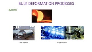 BULK DEFORMATION PROCESSES
ROLLING
Flat roll mill Shape roll mill
 