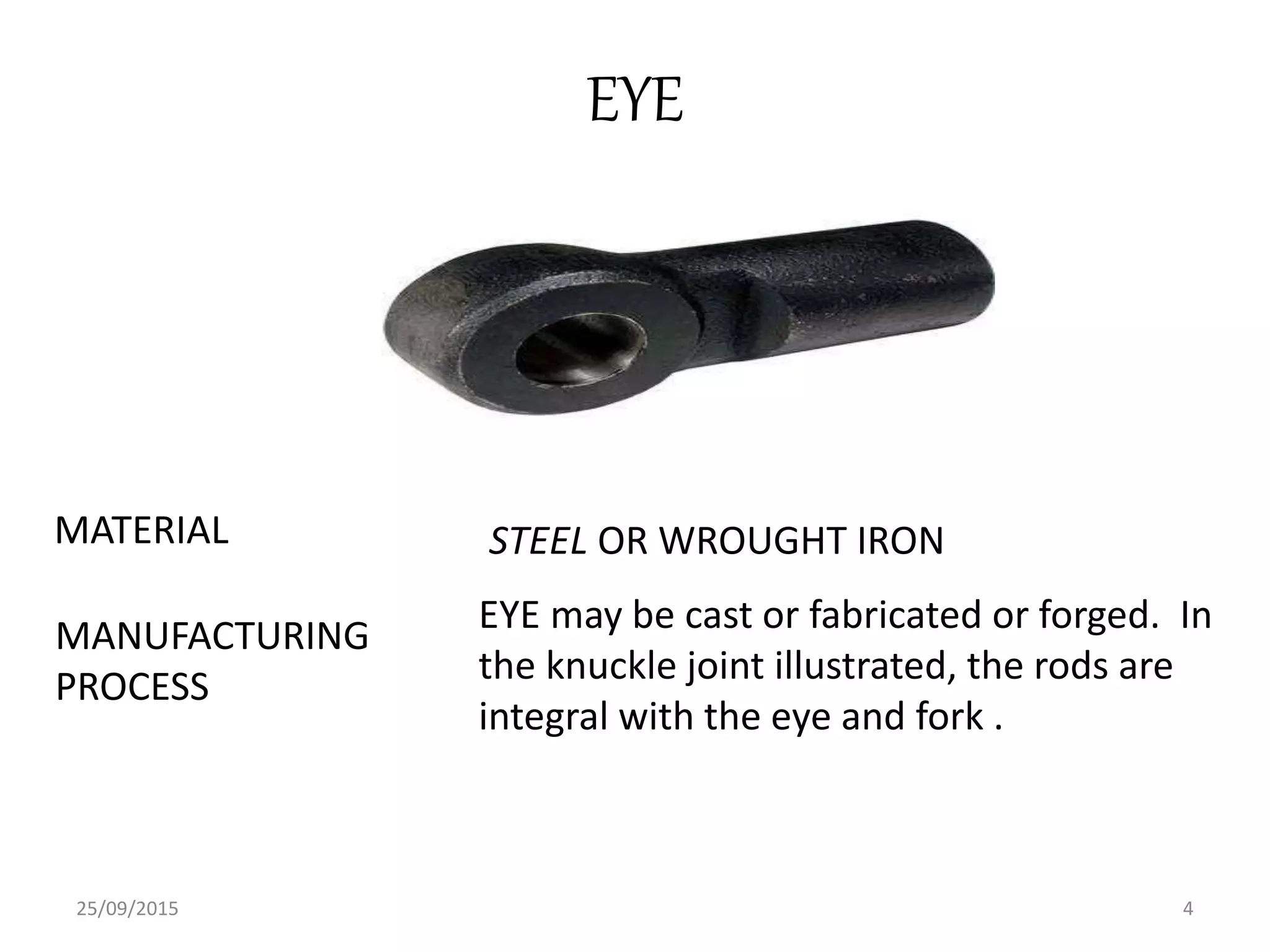 Manufacturing process & material selection for knuckle joint | PPTX