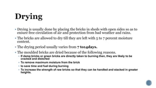 Manufacturing process of bricks | PPTX
