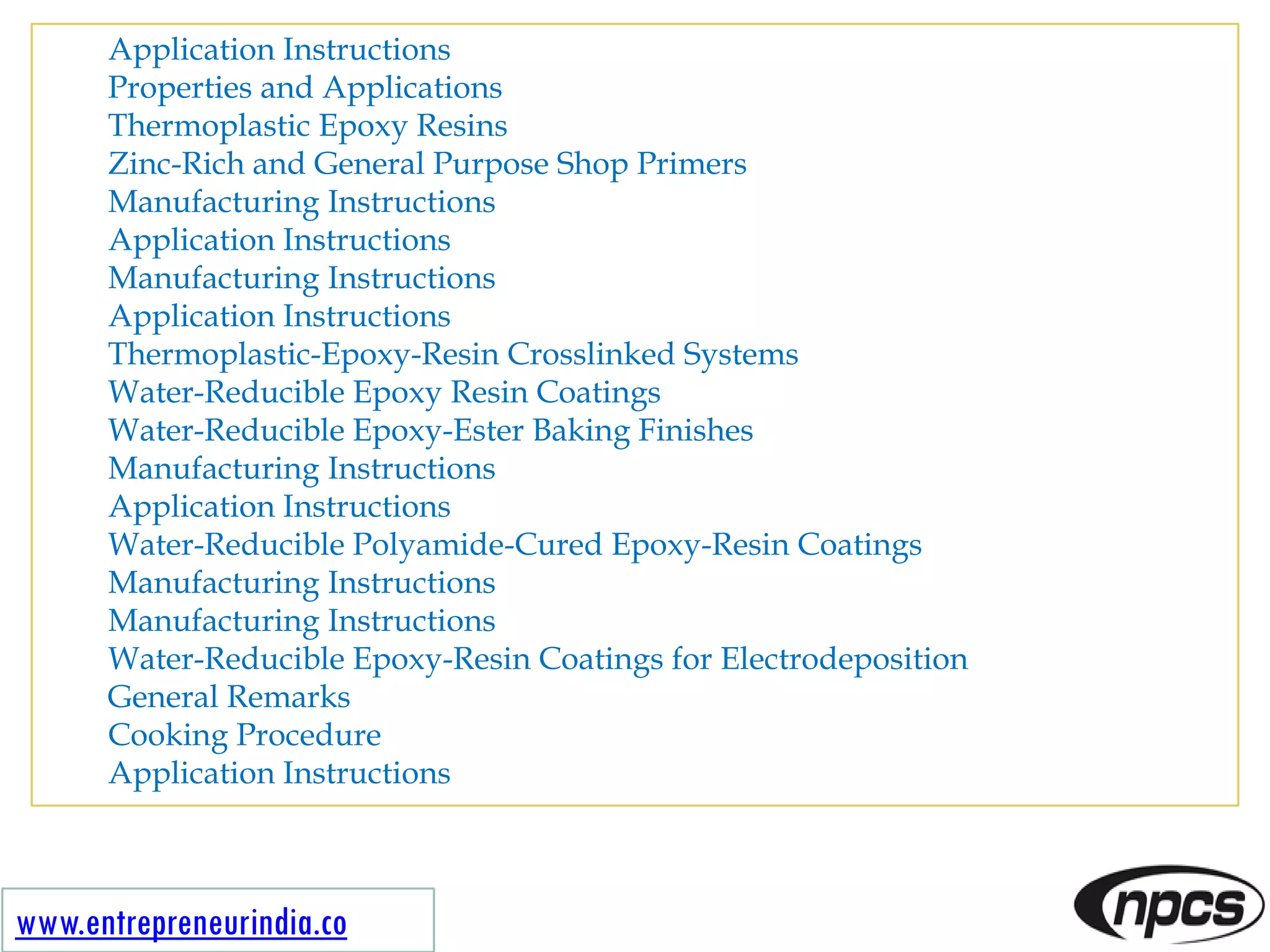 Manufacturing Process of Epoxy Resins with Formulation (Synthesis ...