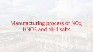 Manufacturing process of NOx,
HNO3 and NH4 salts
1
 
