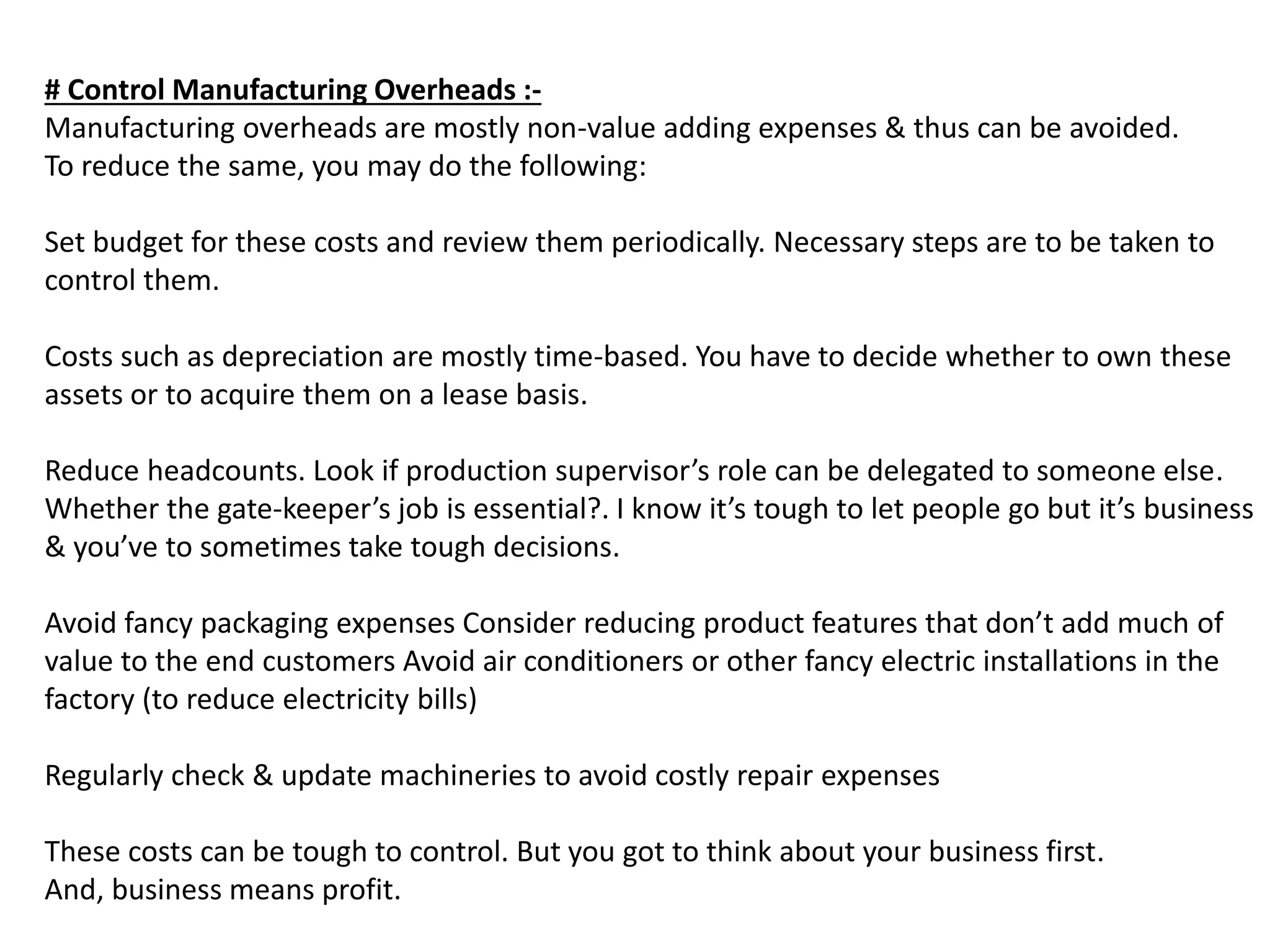 Manufacturing Cost Reduction Project ppt