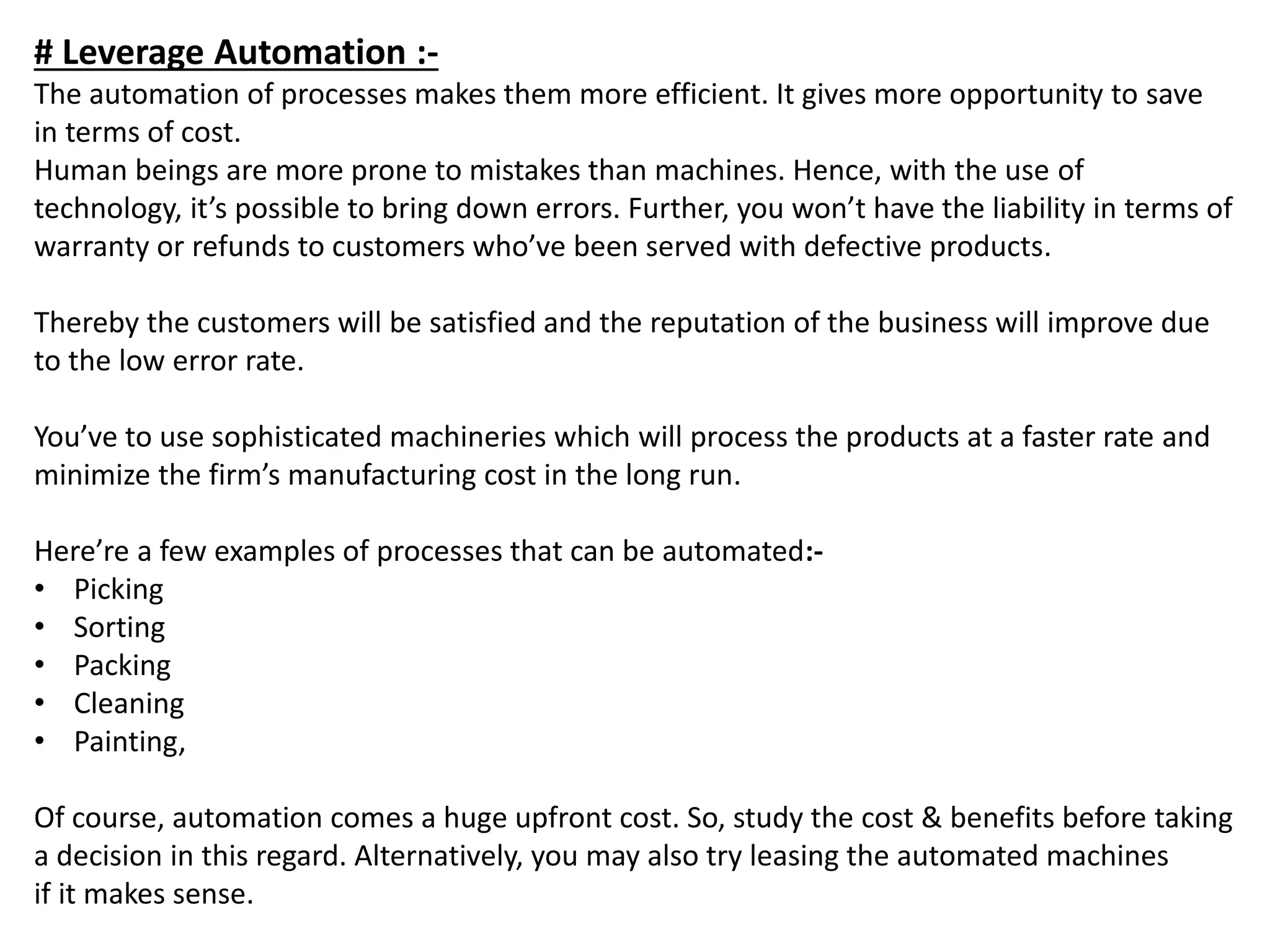 Manufacturing Cost Reduction Project ppt