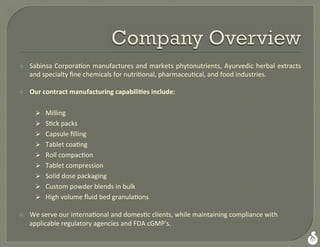 Sabinsa Manufacturing | PDF