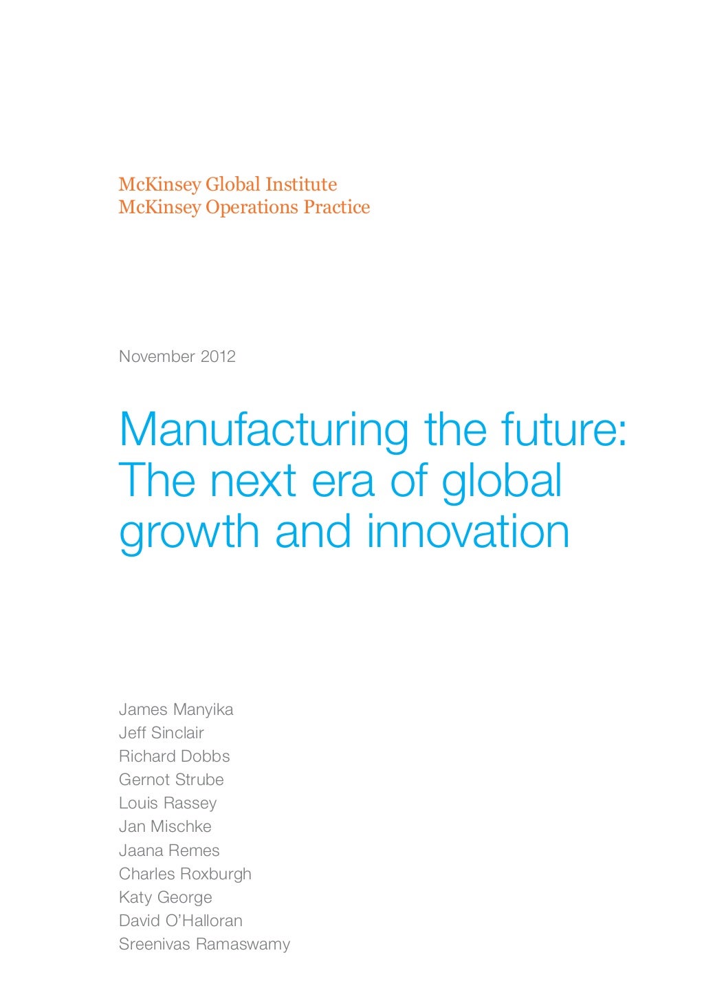 Manufacturing The Future McKinsey