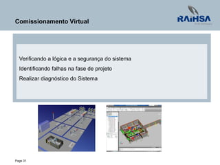 Page 31
Comissionamento Virtual
Verificando a lógica e a segurança do sistema
Identificando falhas na fase de projeto
Realizar diagnóstico do Sistema
 