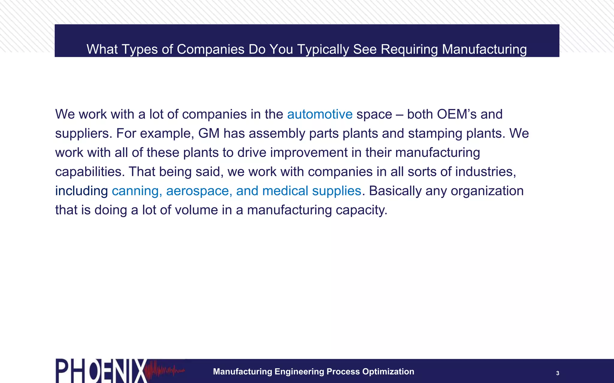 Manufacturing Engineering Process Optimization | PPT