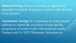 Manual Vs Automation Testing | PPTX | Computer Software and ...