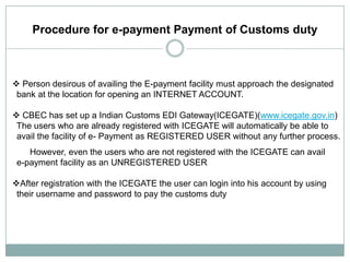 Manu's e payment of Customs Duty | PPTX