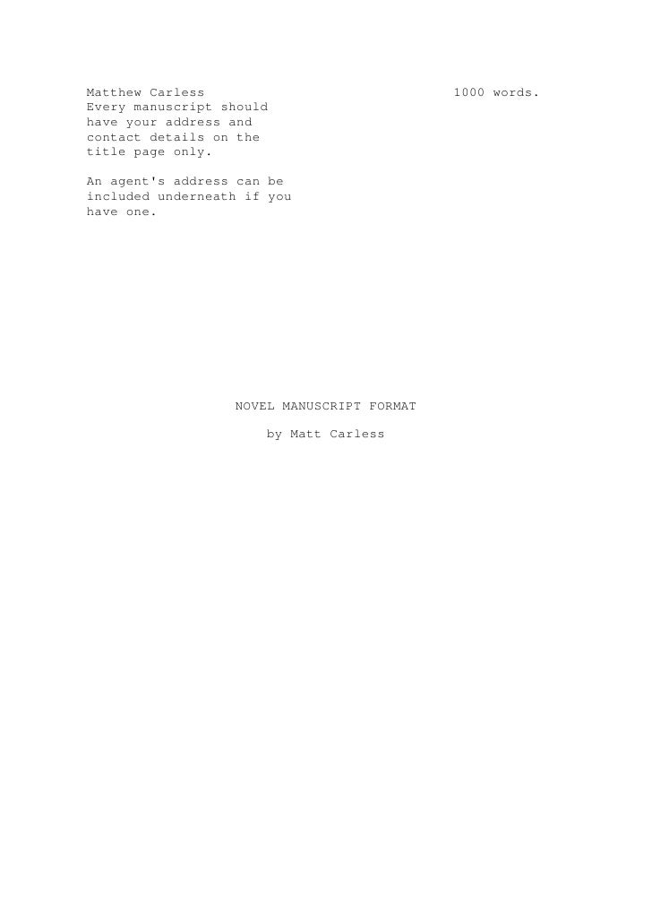 novel manuscript title page sample