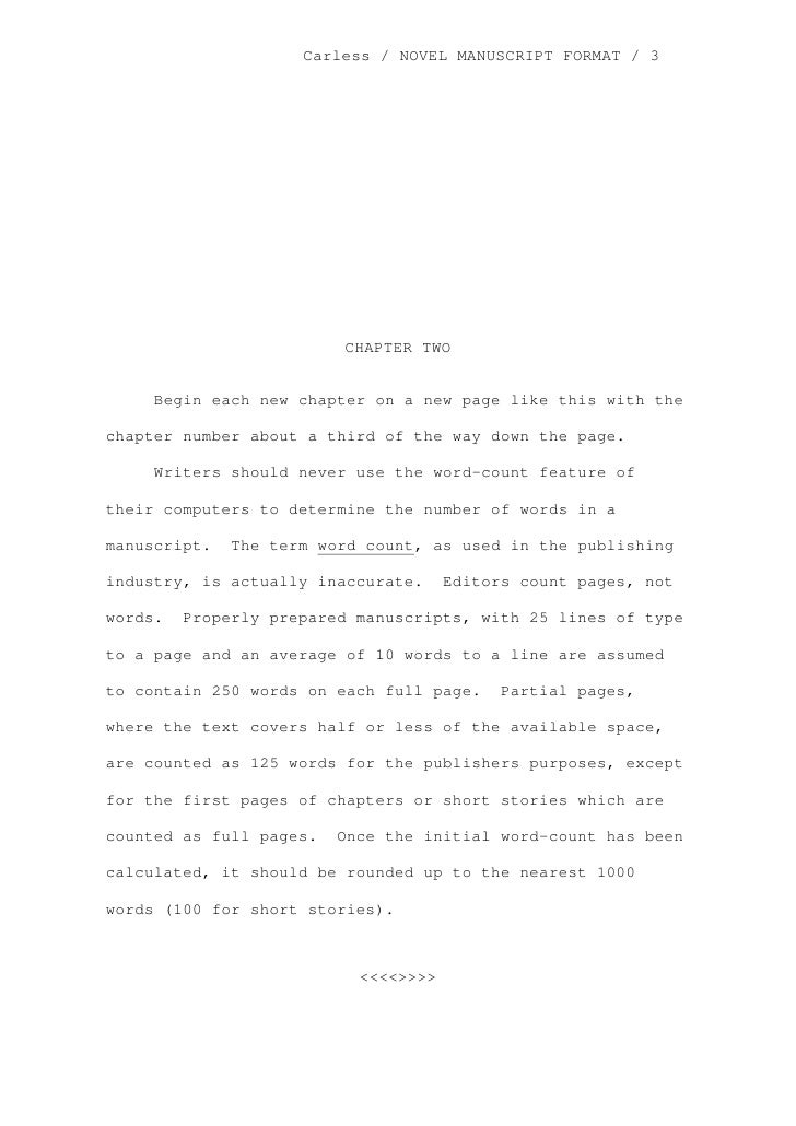 manuscript formate novel format
