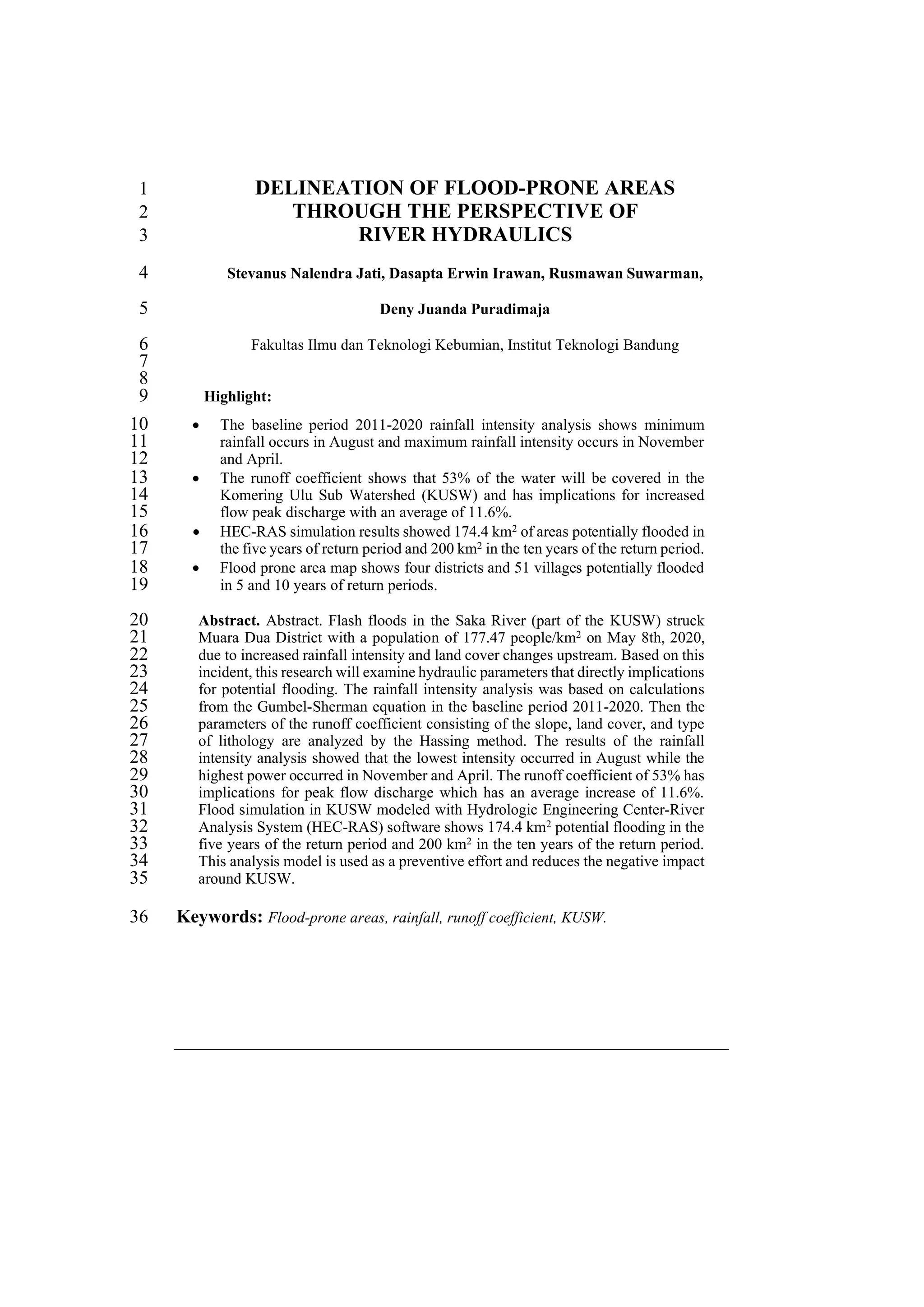DELINEATION OF FLOOD-PRONE AREAS THROUGH THE PERSPECTIVE OF RIVER ...