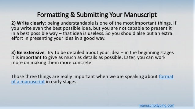 what is correct format of a manuscript what is manuscript format