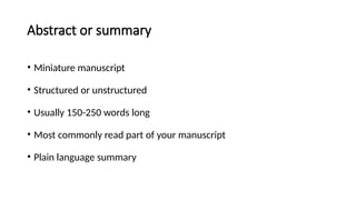 Manuscript Writing – Structure, Components, and Guidelines | PPTX