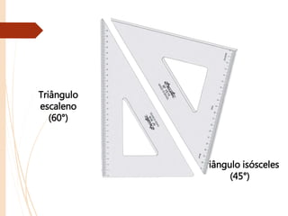Triângulo
escaleno
(60°)
Triângulo isósceles
(45°)
 