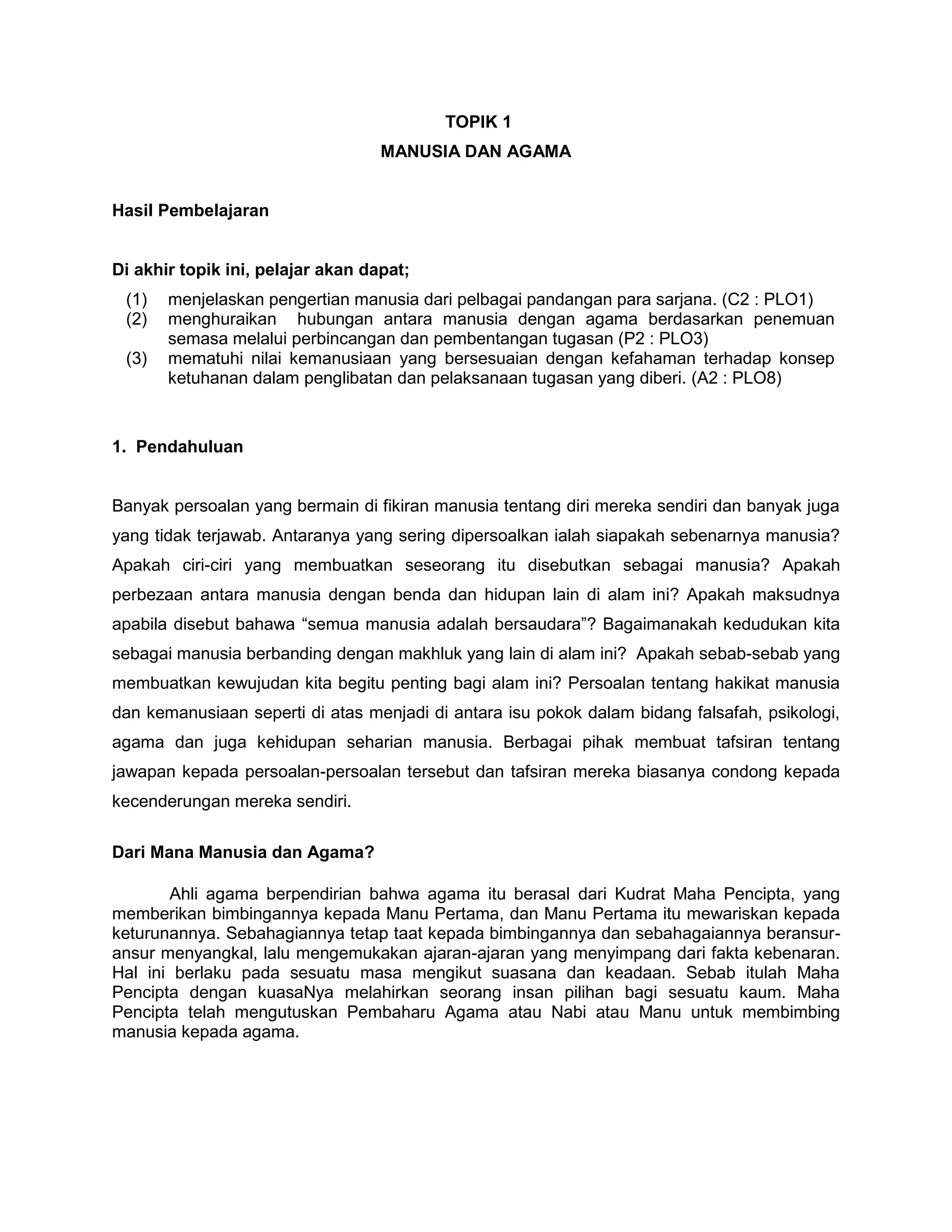 Manusia+dan+agama++bab+1 +copy | PDF