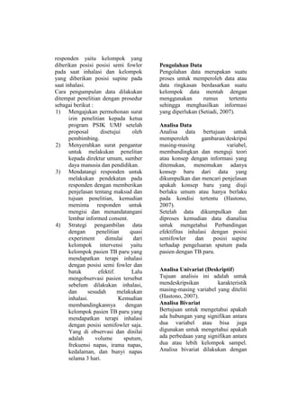 EFEKTIFITAS INHALASI DENGAN PEMBERIAN POSISI SEMIFOWLER DAN BATUK ...