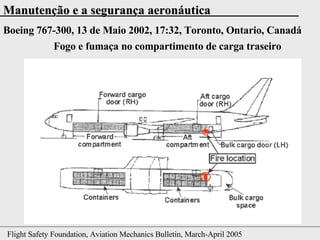 Boeing 767-300, 13 de Maio 2002, 17:32, Toronto, Ontario, Canadá Fogo e fumaça no compartimento de carga traseiro 