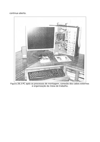 continua aberto.




Figura 28.3 PC após os processos de montagem, conexão dos cabos externos
                     e organização da mesa de trabalho.
 