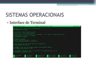 SISTEMAS OPERACIONAIS
• Interface de Terminal
 