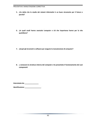 Manutenzione correttive e preventive