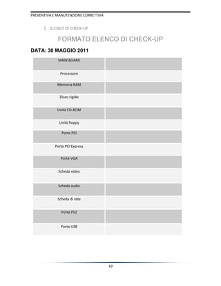 Manutenzione correttive e preventive