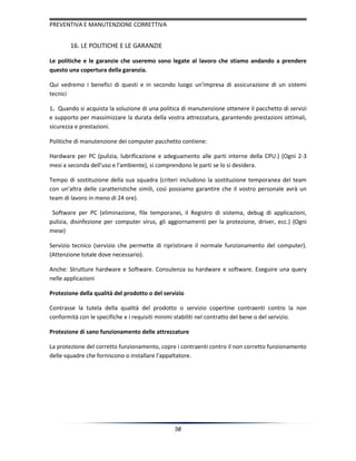Manutenzione correttive e preventive