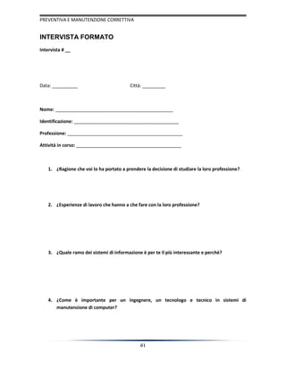 Manutenzione correttive e preventive