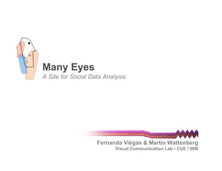Many Eyes
A Site for Social Data Analysis




                    Fernanda Viégas  Martin Wattenberg
                           Visual Communication Lab / CUE / IBM
 