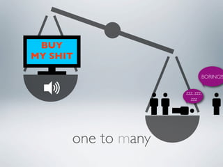 BUY
MY SHIT

                            BORING!!!


                    zzz, zzz,
                      zzz




      one to many
 