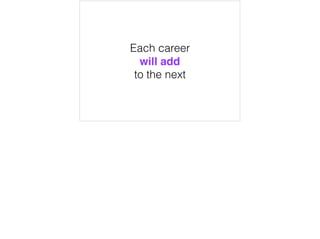 Each career
will add
to the next
 