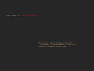 gráfica “3 cerditos”/ Mitsubishi Montero




                                           Otra forma de contar el mismo posicionamiento:
                                           “Donde te lleva un Mitsubishi Montero no llega nadie”,
                                           esta vez, a través de un cuento popular.
 