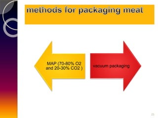23 
MAP (70-80% O2 
and 20-30% CO2 ) 
vacuum packaging 
 