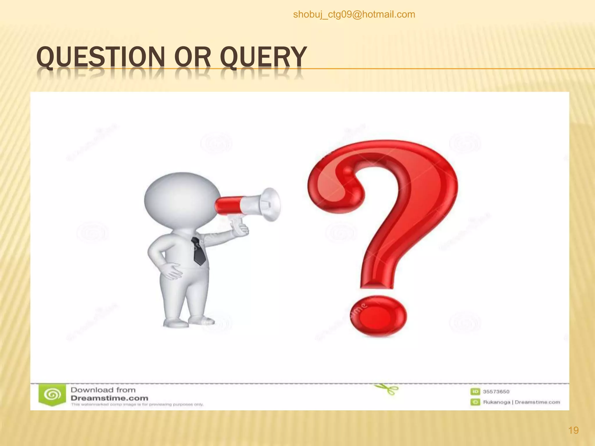 QUESTION OR QUERY
19
shobuj_ctg09@hotmail.com
 