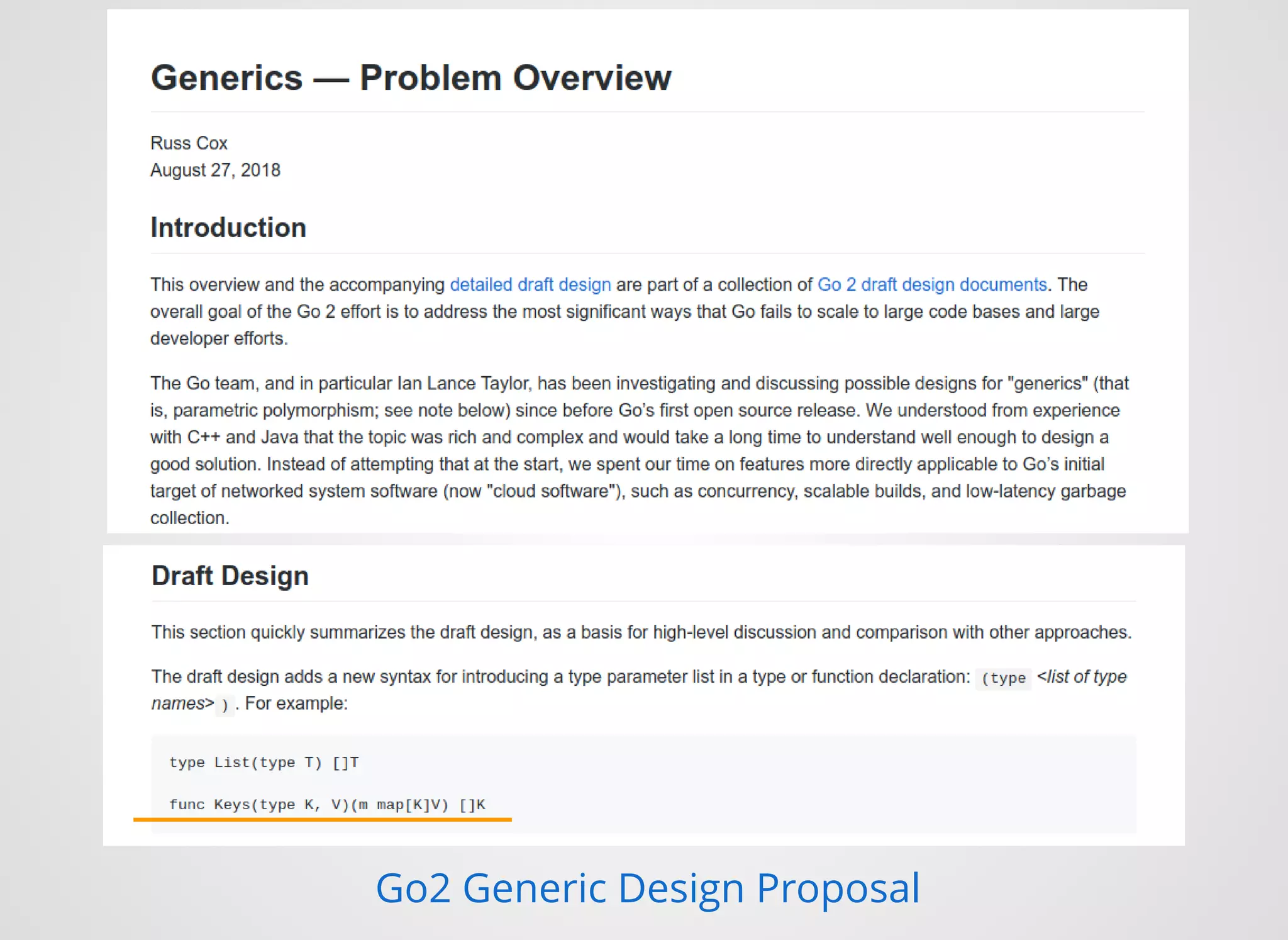 Go2 Generic Design Proposal
 