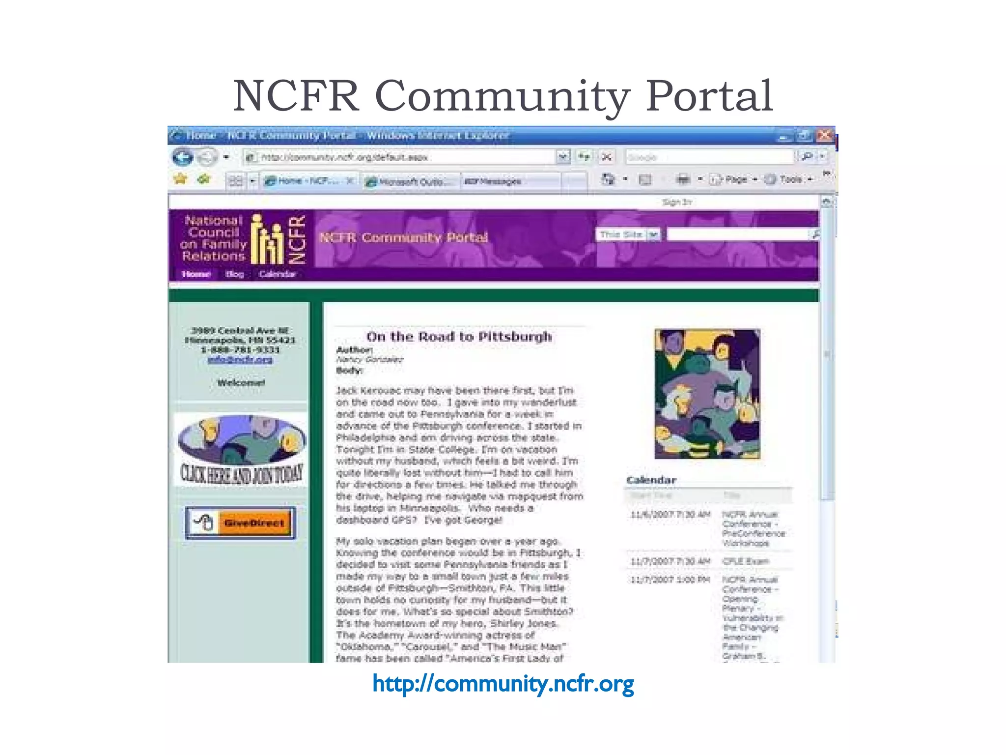 NCFR Community Portal http://community.ncfr.org 
