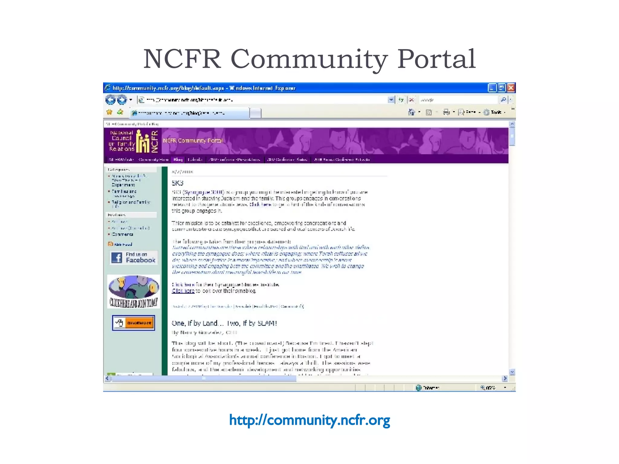 NCFR Community Portal http://community.ncfr.org 