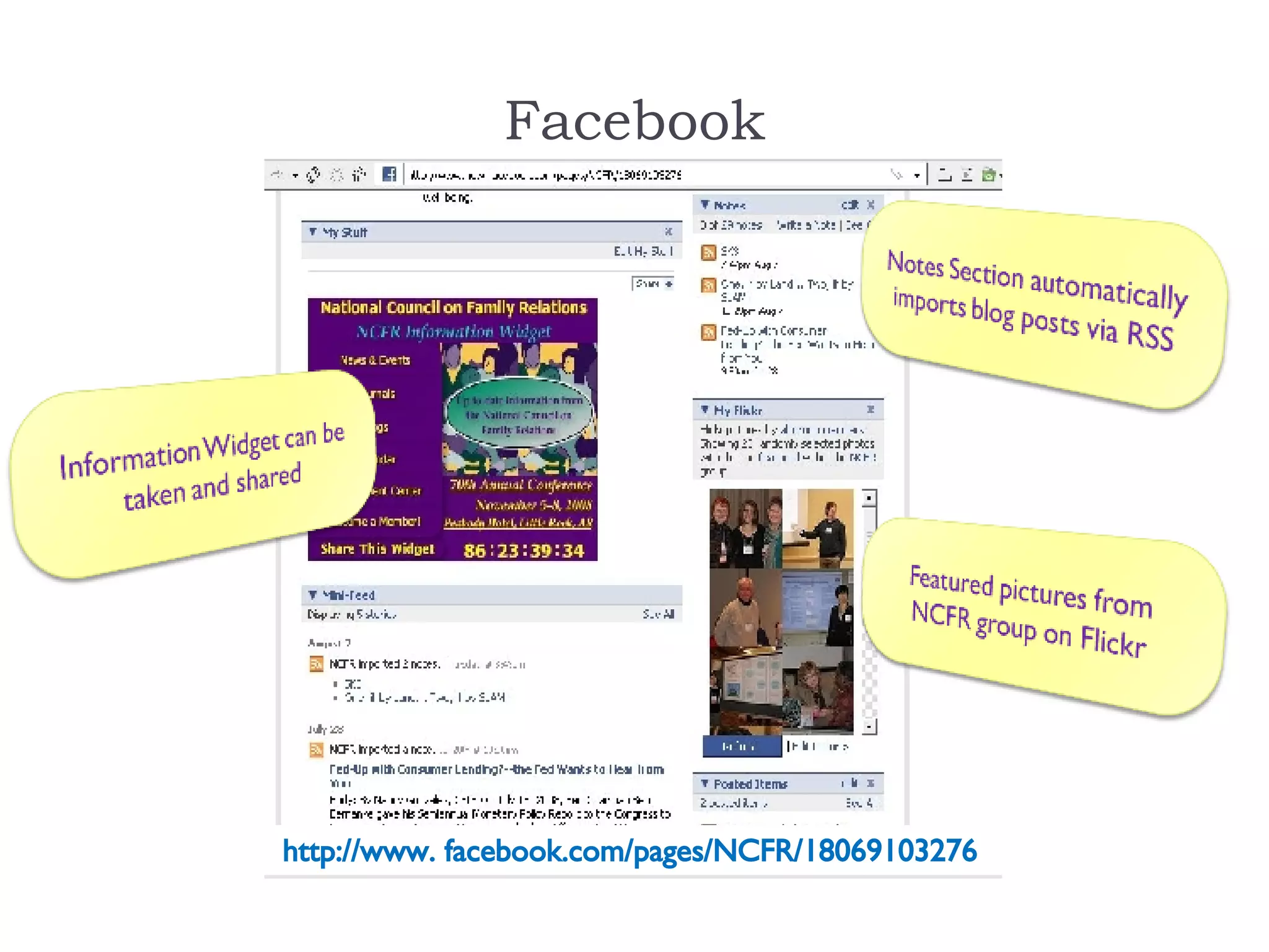 Facebook http://www. facebook.com/pages/NCFR/18069103276  