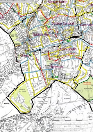 Map: Cycling in the Sutton South, Cheam and Belmont Local Committee area