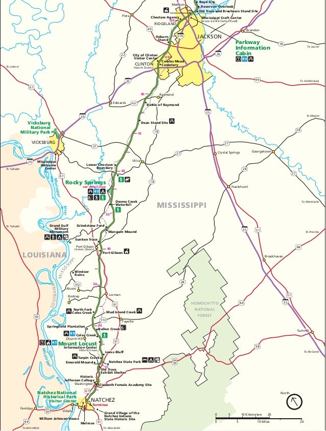 NostalgicOutdoors™ Natchez Trace Parkway MAP (Natchez Jackson)