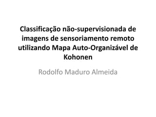 Classificação não-supervisionada de
imagens de sensoriamento remoto
utilizando Mapa Auto-Organizável de
Kohonen
Rodolfo Maduro Almeida

 