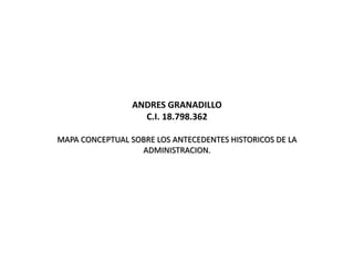 ANDRES GRANADILLO
C.I. 18.798.362
MAPA CONCEPTUAL SOBRE LOS ANTECEDENTES HISTORICOS DE LA
ADMINISTRACION.
 