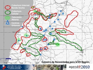 Catastro de Necesidades para la VII Región. Centros Urbanos Televisión Abierta Cobertura Celular Cobertura Internet Banda Ancha 