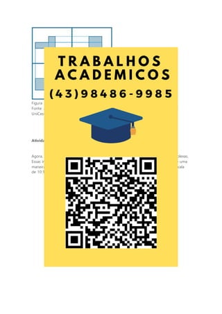 Figura 10 - Representação dos alinhamentos das vistas na projeção ortogonal
Fonte: adaptada de: GISLON, J. M. Desenho Técnico e Construções Rurais. Indaial:
UniCesumar, 2023.
Atividade da ETAPA 2: a reviravolta - voltando à projeção ortogonal
Agora, você enfrentará um novo desafio. Receberá vistas isométricas de peças complexas.
Essas imagens tridimensionais são impressionantes, mas você precisa analisá-las de uma
maneira diferente – em projeção ortogonal. Além disso, há uma reviravolta: uma escala
de 10:1 que requer uma atenção meticulosa aos detalhes.
 