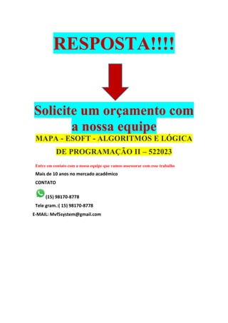 MAPA - ESOFT - ALGORITMOS E LÓGICA DE PROGRAMAÇÃO II - 522023.docx