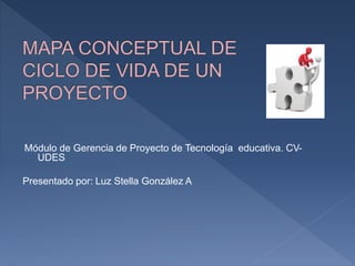Módulo de Gerencia de Proyecto de Tecnología educativa. CV-
UDES
Presentado por: Luz Stella González A
 