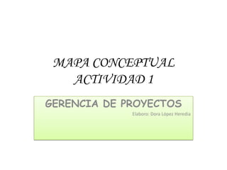 MAPA CONCEPTUAL
ACTIVIDAD 1
GERENCIA DE PROYECTOS
Elaboro: Dora López Heredia
 